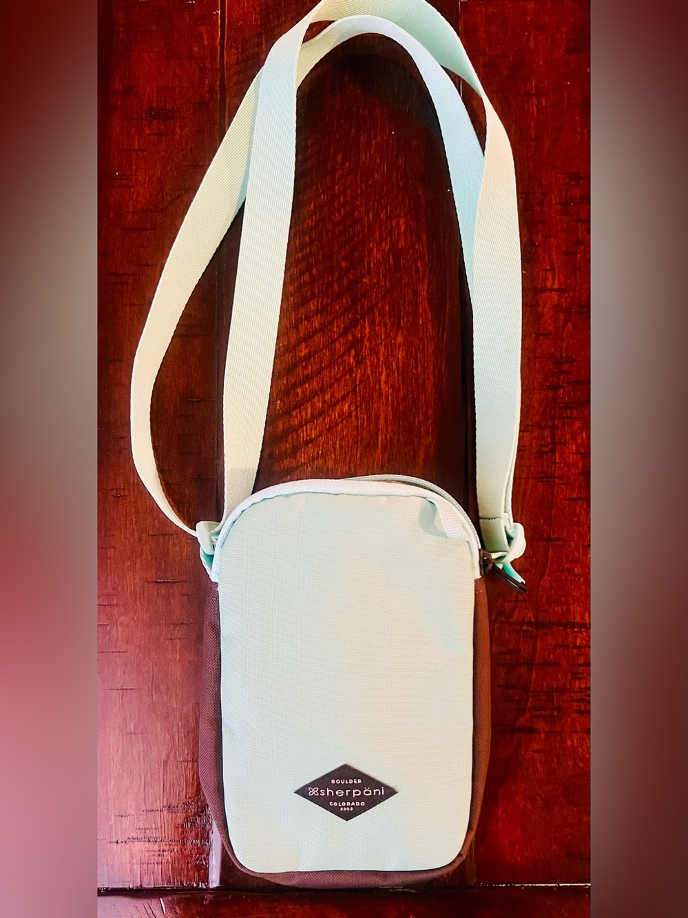 Sherpani Rogue Crossbody Bag Mint & Brown Lightweight Travel Everyday Purse